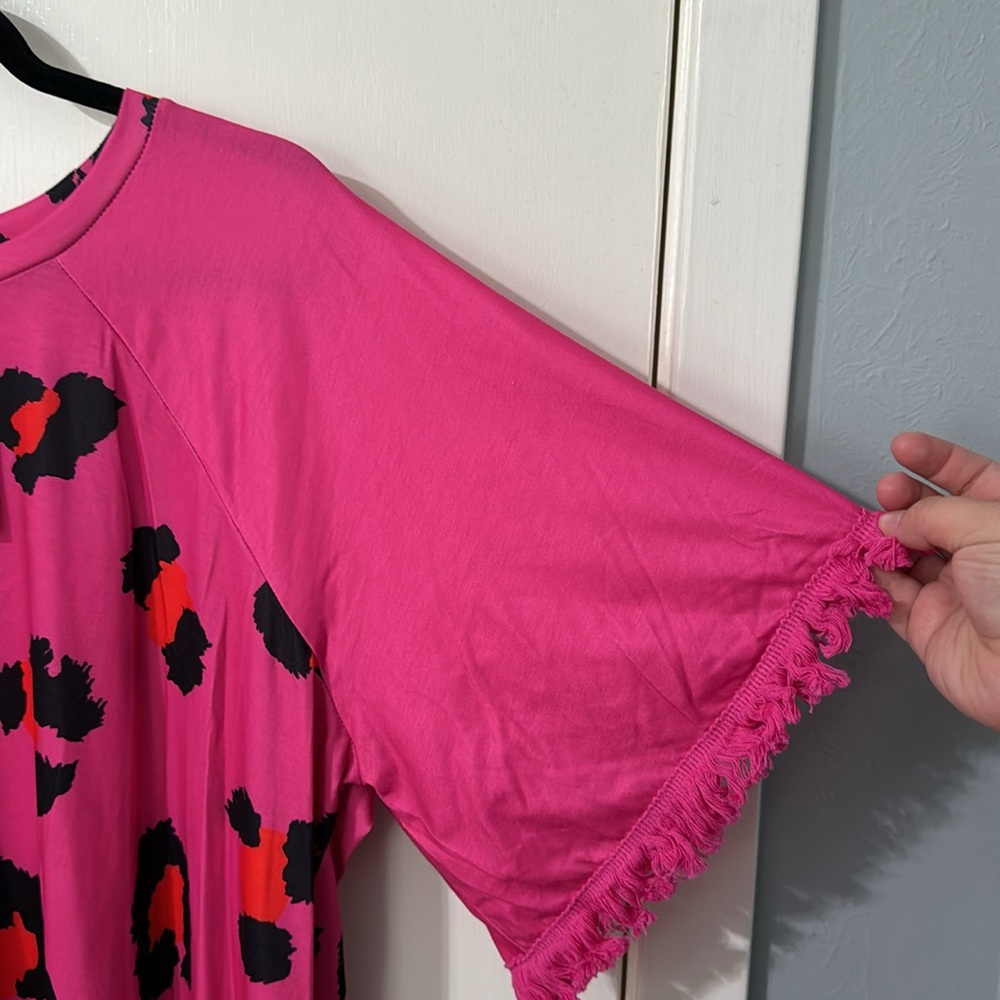 NWT Southern Stitch pink cheetah top with fringe - Picture 3 of 11